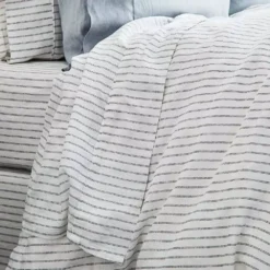 Antwerp Linen Flat Sheet - White & Charcoal -Home Furnishing Store 1117256304 c