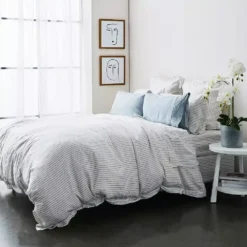 Antwerp Linen Flat Sheet - White & Charcoal -Home Furnishing Store 1117256304 d