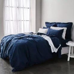 Antwerp Linen Flat Sheet - Navy -Home Furnishing Store 1117258628 d 1 2
