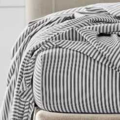 Parish Fitted Sheet - Black & White